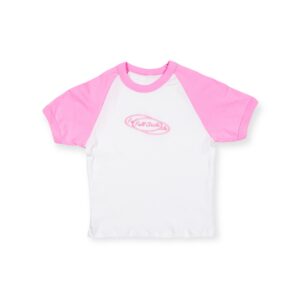 Raglan Short Sleeve Cropped T - Baby Pink